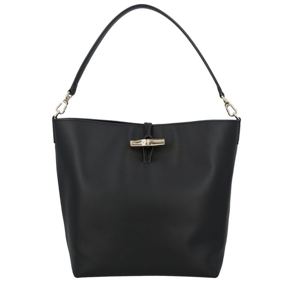 Longchamp Le Roseau Medium Leather Hobo Bag, Black